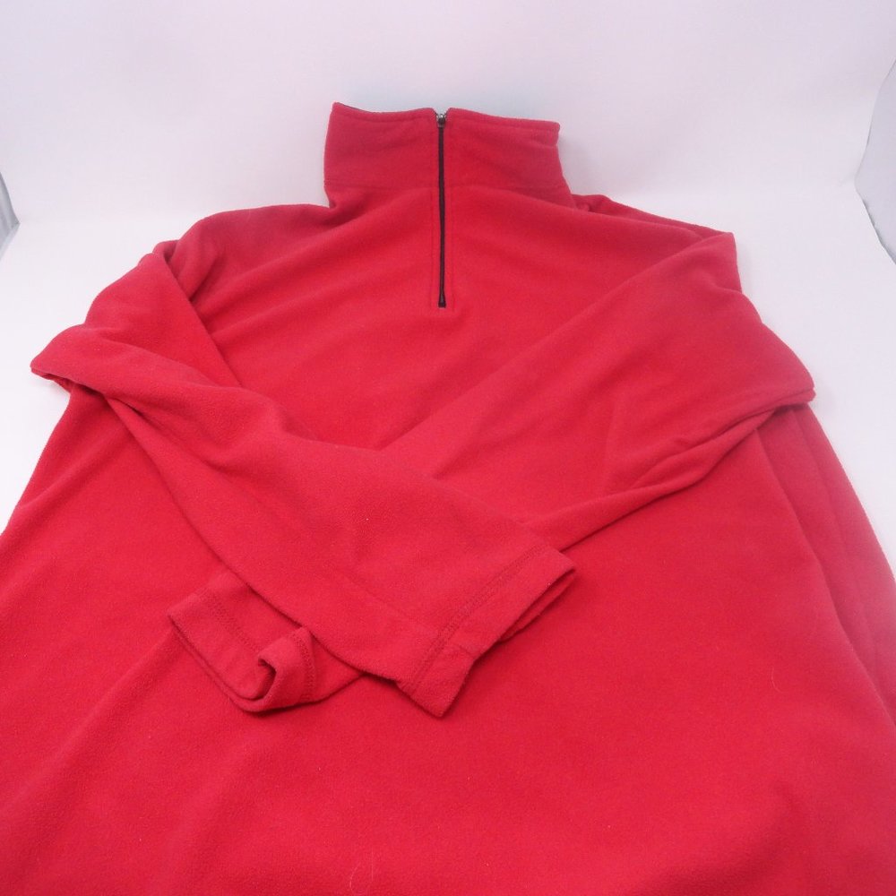 Lands End Red Fleece Pullover 1/4 Zip Collared Med